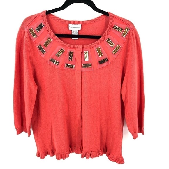 NWT Soft Surroundings Linen Cotton Blend Tortoise Shell Cardigan Sweater Large - Picture 10 of 10